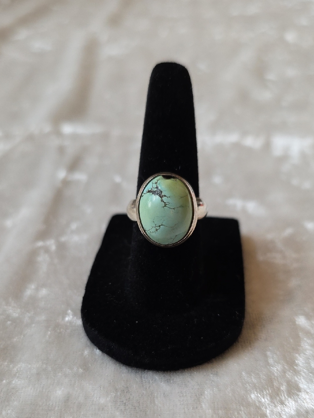 Turquoise Oval Cabochon Sterling Ring Size 6